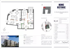 4 pokoje, mieszkanie 74,24 m², piętro 2, oferta nr M22, Nowe Historie, Lublin, Kośminek, ul. Wolskiej