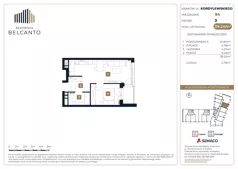 2 pokoje, mieszkanie 39,24 m², piętro 3, oferta nr 1.84, Residenza Belcanto, Kraków, Grzegórzki, ul. Kazimierza Kordylewskiego 3
