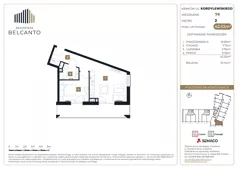 2 pokoje, mieszkanie 42,52 m², piętro 2, oferta nr 1.78, Residenza Belcanto, Kraków, Grzegórzki, ul. Kazimierza Kordylewskiego 3