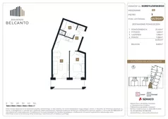 2 pokoje, mieszkanie 44,94 m², piętro 1, oferta nr 1.69, Residenza Belcanto, Kraków, Grzegórzki, ul. Kazimierza Kordylewskiego 3