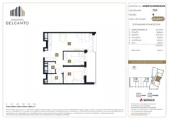 3 pokoje, mieszkanie 59,20 m², piętro 6, oferta nr 1.105, Residenza Belcanto, Kraków, Grzegórzki, ul. Kazimierza Kordylewskiego 3