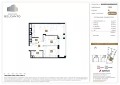 3 pokoje, mieszkanie 56,66 m², piętro 5, oferta nr 1.100, Residenza Belcanto, Kraków, Grzegórzki, ul. Kazimierza Kordylewskiego 3
