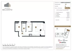 3 pokoje, mieszkanie 54,84 m², piętro 5, oferta nr 1.97, Residenza Belcanto, Kraków, Grzegórzki, ul. Kazimierza Kordylewskiego 3