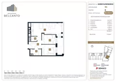 3 pokoje, mieszkanie 56,66 m², piętro 4, oferta nr 1.94, Residenza Belcanto, Kraków, Grzegórzki, ul. Kazimierza Kordylewskiego 3