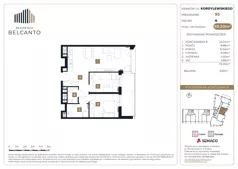 3 pokoje, mieszkanie 59,20 m², piętro 4, oferta nr 1.93, Residenza Belcanto, Kraków, Grzegórzki, ul. Kazimierza Kordylewskiego 3