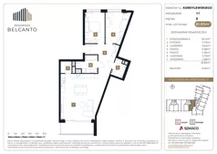 3 pokoje, mieszkanie 81,83 m², piętro 3, oferta nr 1.41, Residenza Belcanto, Kraków, Grzegórzki, ul. Kazimierza Kordylewskiego 3