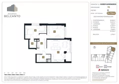 3 pokoje, mieszkanie 75,70 m², piętro 2, oferta nr 1.73, Residenza Belcanto, Kraków, Grzegórzki, ul. Kazimierza Kordylewskiego 3