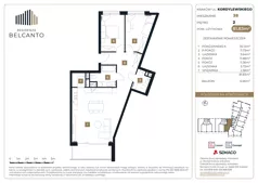3 pokoje, mieszkanie 81,83 m², piętro 2, oferta nr 1.38, Residenza Belcanto, Kraków, Grzegórzki, ul. Kazimierza Kordylewskiego 3