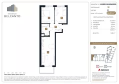 3 pokoje, mieszkanie 62,31 m², piętro 2, oferta nr 1.12, Residenza Belcanto, Kraków, Grzegórzki, ul. Kazimierza Kordylewskiego 3