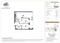 3 pokoje, mieszkanie 56,66 m², piętro 6, oferta nr 1.106, Residenza Belcanto, Kraków, Grzegórzki, ul. Kazimierza Kordylewskiego 3