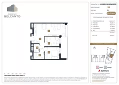 3 pokoje, mieszkanie 59,20 m², piętro 5, oferta nr 1.99, Residenza Belcanto, Kraków, Grzegórzki, ul. Kazimierza Kordylewskiego 3