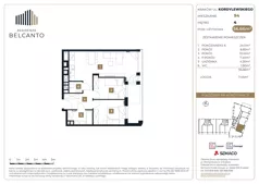 3 pokoje, mieszkanie 56,66 m², piętro 4, oferta nr 1.94, Residenza Belcanto, Kraków, Grzegórzki, ul. Kazimierza Kordylewskiego 3