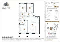 4 pokoje, mieszkanie 117,29 m², piętro 8, oferta nr 1.57, Residenza Belcanto, Kraków, Grzegórzki, ul. Kazimierza Kordylewskiego 3