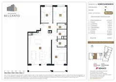 4 pokoje, mieszkanie 116,13 m², piętro 8, oferta nr 1.31, Residenza Belcanto, Kraków, Grzegórzki, ul. Kazimierza Kordylewskiego 3