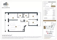 4 pokoje, mieszkanie 112,47 m², piętro 7, oferta nr 1.30, Residenza Belcanto, Kraków, Grzegórzki, ul. Kazimierza Kordylewskiego 3