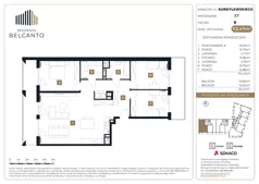 4 pokoje, mieszkanie 112,47 m², piętro 6, oferta nr 1.27, Residenza Belcanto, Kraków, Grzegórzki, ul. Kazimierza Kordylewskiego 3