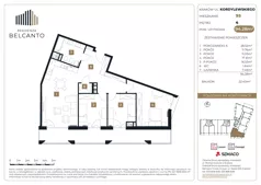4 pokoje, mieszkanie 94,28 m², piętro 4, oferta nr 1.95, Residenza Belcanto, Kraków, Grzegórzki, ul. Kazimierza Kordylewskiego 3