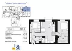 3 pokoje, mieszkanie 53,33 m², piętro 1, oferta nr 11, Monte Cassino Apartments, Świnoujście, Śródmieście, ul. Monte Cassino 7