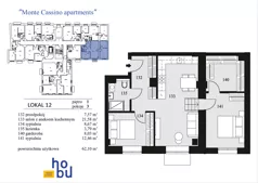 3 pokoje, mieszkanie 62,10 m², piętro 1, oferta nr 12, Monte Cassino Apartments, Świnoujście, Śródmieście, ul. Monte Cassino 7
