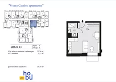 1 pokój, mieszkanie 26,70 m², piętro 1, oferta nr 13, Monte Cassino Apartments, Świnoujście, Śródmieście, ul. Monte Cassino 7