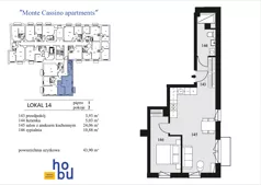 2 pokoje, mieszkanie 43,90 m², piętro 1, oferta nr 14, Monte Cassino Apartments, Świnoujście, Śródmieście, ul. Monte Cassino 7