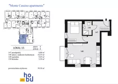 2 pokoje, mieszkanie 39,30 m², piętro 1, oferta nr 15, Monte Cassino Apartments, Świnoujście, Śródmieście, ul. Monte Cassino 7