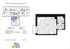 1 pokój, mieszkanie 32,95 m², piętro 1, oferta nr 16, Monte Cassino Apartments, Świnoujście, Śródmieście, ul. Monte Cassino 7