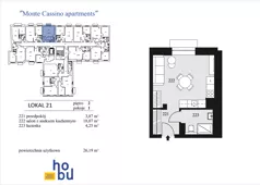 1 pokój, mieszkanie 26,19 m², piętro 2, oferta nr 21, Monte Cassino Apartments, Świnoujście, Śródmieście, ul. Monte Cassino 7