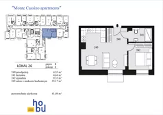 2 pokoje, mieszkanie 41,49 m², piętro 2, oferta nr 26, Monte Cassino Apartments, Świnoujście, Śródmieście, ul. Monte Cassino 7