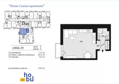1 pokój, mieszkanie 32,95 m², piętro 2, oferta nr 29, Monte Cassino Apartments, Świnoujście, Śródmieście, ul. Monte Cassino 7