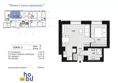 2 pokoje, mieszkanie 39,09 m², parter, oferta nr 3, Monte Cassino Apartments, Świnoujście, Śródmieście, ul. Monte Cassino 7