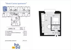 2 pokoje, mieszkanie 29,32 m², piętro 3, oferta nr 32, Monte Cassino Apartments, Świnoujście, Śródmieście, ul. Monte Cassino 7