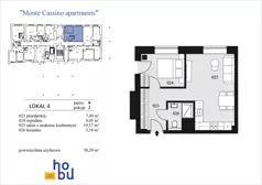 2 pokoje, mieszkanie 38,29 m², parter, oferta nr 4, Monte Cassino Apartments, Świnoujście, Śródmieście, ul. Monte Cassino 7