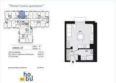 1 pokój, mieszkanie 26,90 m², piętro 4, oferta nr 47, Monte Cassino Apartments, Świnoujście, Śródmieście, ul. Monte Cassino 7