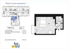 1 pokój, mieszkanie 32,95 m², piętro 4, oferta nr 55, Monte Cassino Apartments, Świnoujście, Śródmieście, ul. Monte Cassino 7
