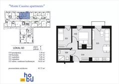 3 pokoje, mieszkanie 43,72 m², piętro 5, oferta nr 60, Monte Cassino Apartments, Świnoujście, Śródmieście, ul. Monte Cassino 7