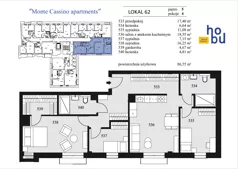 4 pokoje, mieszkanie 86,55 m², piętro 5, oferta nr 62, Monte Cassino Apartments, Świnoujście, Śródmieście, ul. Monte Cassino 7