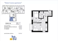 2 pokoje, mieszkanie 33,03 m², piętro 5, oferta nr 64, Monte Cassino Apartments, Świnoujście, Śródmieście, ul. Monte Cassino 7