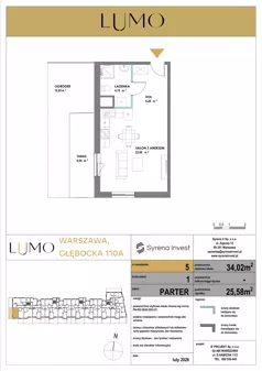 1 pokój, mieszkanie 34,02 m², parter, oferta nr 5, LUMO, Warszawa, Białołęka, Brzeziny, ul. Głębocka 110a