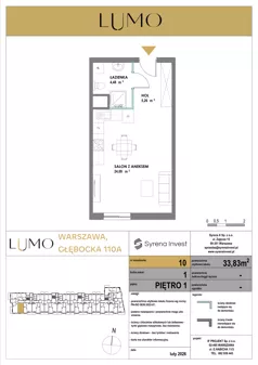 1 pokój, mieszkanie 33,83 m², piętro 1, oferta nr 10, LUMO, Warszawa, Białołęka, Brzeziny, ul. Głębocka 110a
