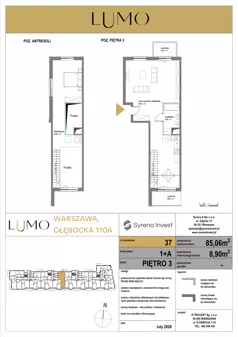 1 pokój, mieszkanie 85,06 m², piętro 3, oferta nr 37, LUMO, Warszawa, Białołęka, Brzeziny, ul. Głębocka 110a