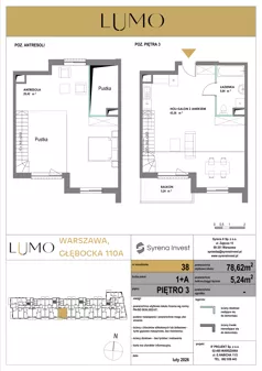 1 pokój, mieszkanie 78,62 m², piętro 3, oferta nr 38, LUMO, Warszawa, Białołęka, Brzeziny, ul. Głębocka 110a