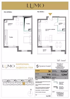 1 pokój, mieszkanie 78,63 m², piętro 3, oferta nr 54, LUMO, Warszawa, Białołęka, Brzeziny, ul. Głębocka 110a