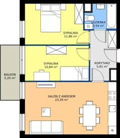 3 pokoje, mieszkanie 55,44 m², piętro 1, oferta nr C8, Jodłowicka 5, Wrocław, Maślice, Stabłowice, ul. Jodłowicka 5