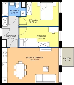 3 pokoje, mieszkanie 55,41 m², piętro 2, oferta nr A19, Jodłowicka 5, Wrocław, Maślice, Stabłowice, ul. Jodłowicka 5