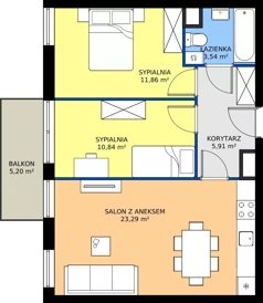 3 pokoje, mieszkanie 55,44 m², piętro 4, oferta nr C29, Jodłowicka 5, Wrocław, Maślice, Stabłowice, ul. Jodłowicka 5