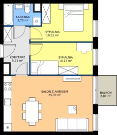 3 pokoje, mieszkanie 55,41 m², piętro 1, oferta nr A12, Jodłowicka 5, Wrocław, Maślice, Stabłowice, ul. Jodłowicka 5