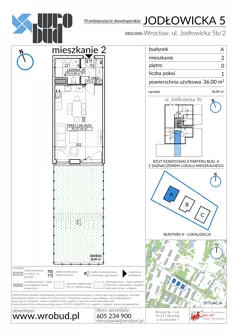 1 pokój, mieszkanie 36,00 m², parter, oferta nr A2, Jodłowicka 5, Wrocław, Maślice, Stabłowice, ul. Jodłowicka 5