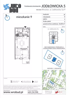 1 pokój, mieszkanie 36,00 m², piętro 1, oferta nr B9, Jodłowicka 5, Wrocław, Maślice, Stabłowice, ul. Jodłowicka 5