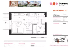 1 pokój, mieszkanie 23,61 m², parter, oferta nr M.0.3, Apartamenty Burano, Wrocław, Klecina, Krzyki, Buraczana 13